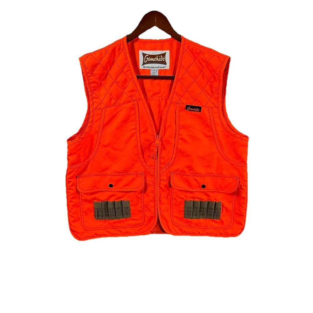 Gamehide Hunting Vest Adult Large Blaze Orange Shell Holder Zip Front Men